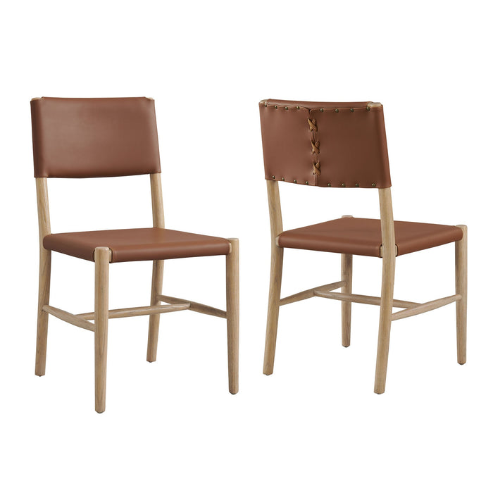 Dover Wood Vegan Leather Dining Side Chairs Set of 2