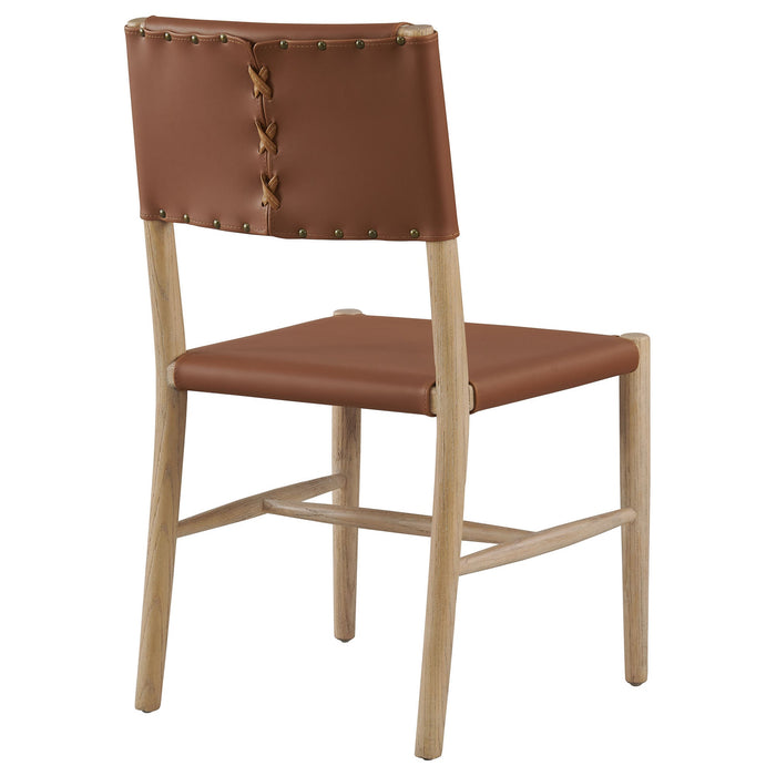 Dover Wood Vegan Leather Dining Side Chairs Set of 2