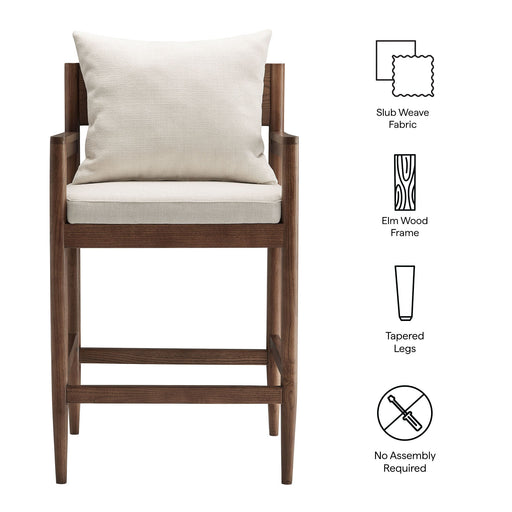 Modway Remington Wood Counter Stool Living Room Furniture in Gray - Side View