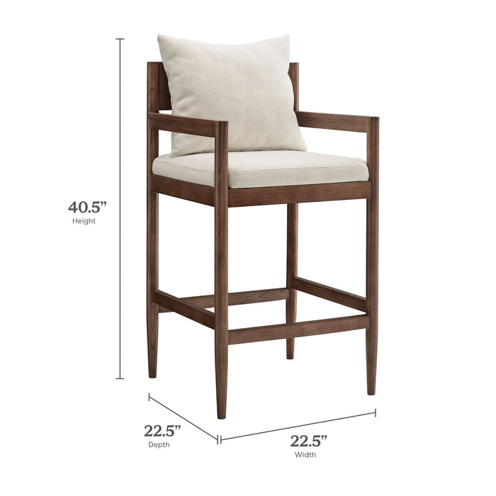 Modway Remington Wood Bar Stool Living Room Furniture in Gray - Detail View