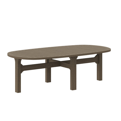 Modway Saratoga Oval Outdoor Patio Teak Wood Coffee Table Living Room Furniture in Gray