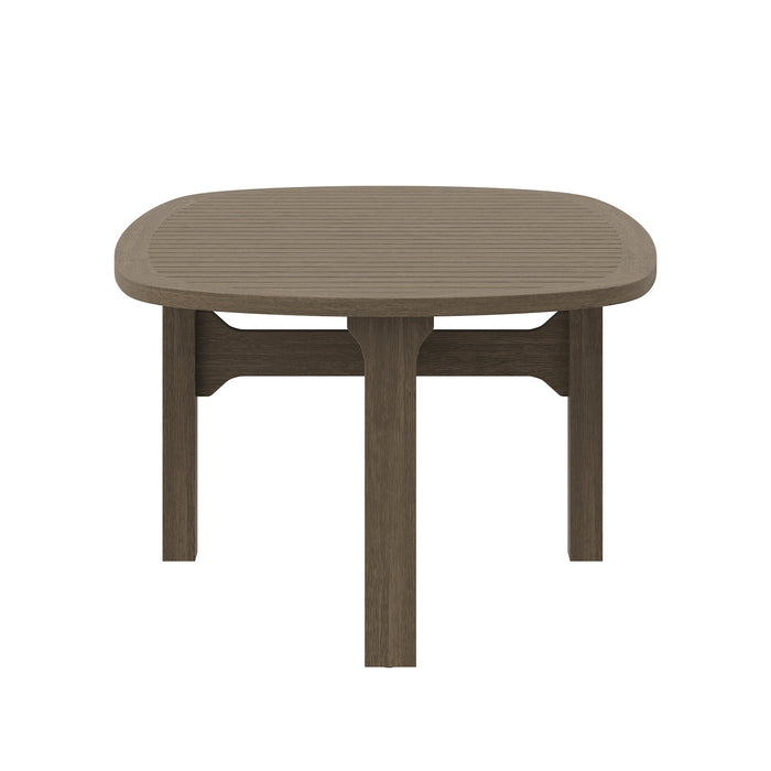 Modway Saratoga Oval Outdoor Patio Teak Wood Coffee Table Living Room Furniture - Lifestyle View