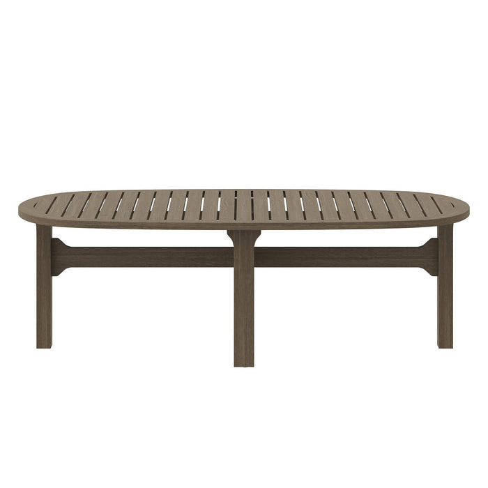 Modway Saratoga Oval Outdoor Patio Teak Wood Coffee Table Living Room Furniture - Dimensions