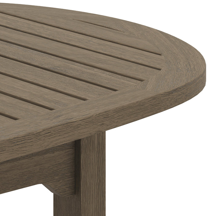 Modway Saratoga Oval Outdoor Patio Teak Wood Coffee Table Living Room Furniture - Installation View