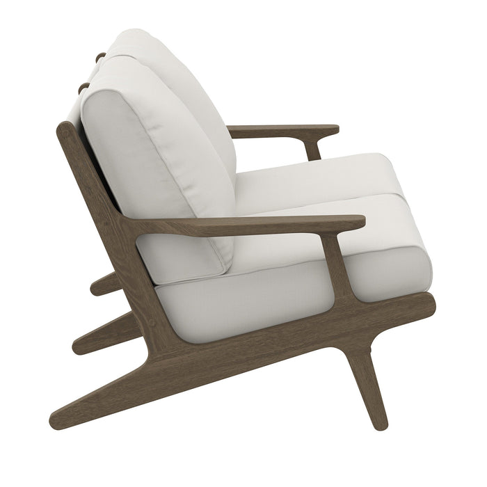 Modway Saratoga Outdoor Patio Teak Wood Loveseat Living Room Furniture - Lifestyle View