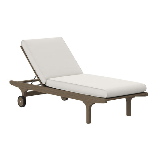 Modway Saratoga Outdoor Patio Teak Chaise Lounge Chair Living Room Furniture in White