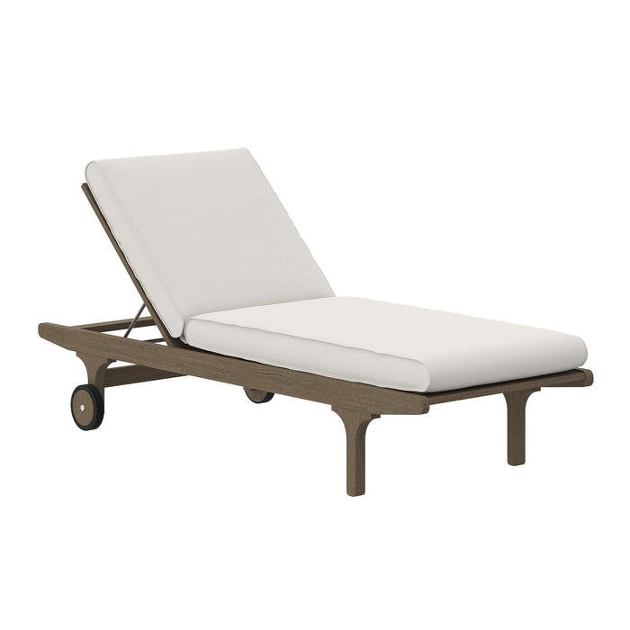 Modway Saratoga Outdoor Patio Teak Chaise Lounge Chair Living Room Furniture in White