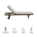 Modway Saratoga Outdoor Patio Teak Chaise Lounge Chair Living Room Furniture in White - Side View
