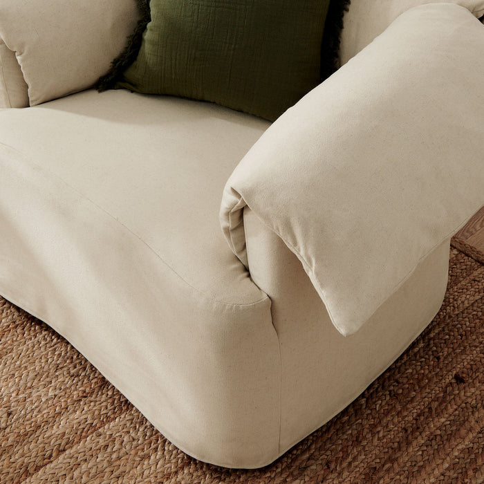 Lark Slipcovered Fabric Oversized Armchair Linen