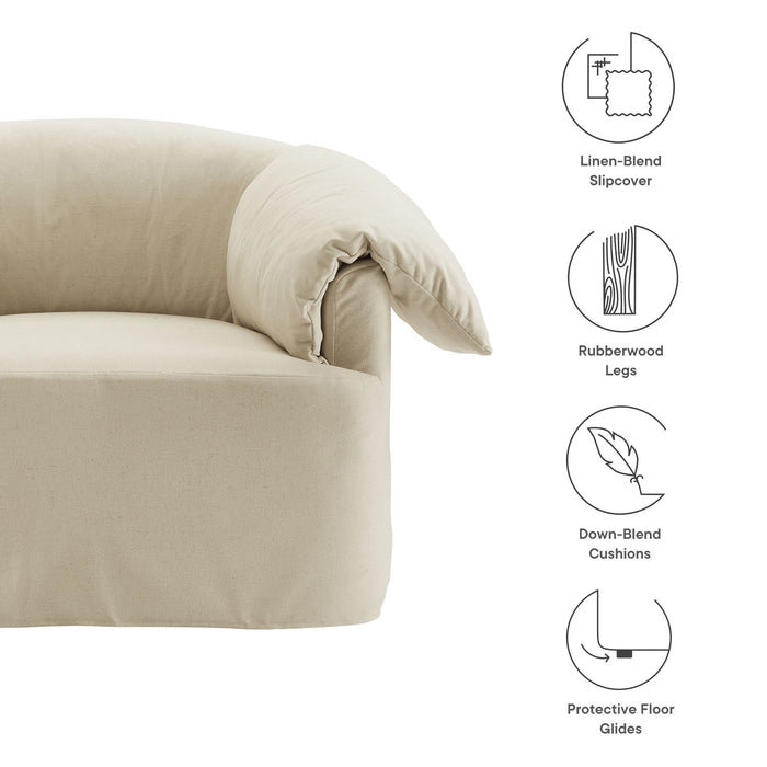 Lark Slipcovered Fabric Oversized Armchair Linen