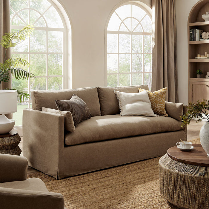 Wellfleet 85" Slipcovered Fabric Sofa Almond