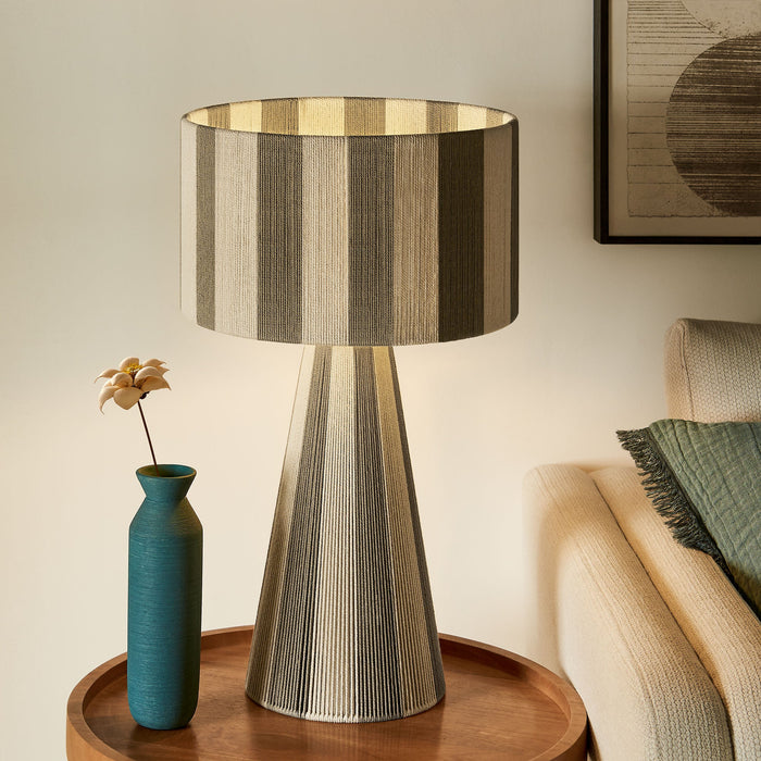 Modway Renae Handwoven Cotton Thread Striped Table Lamp Living Room Furniture - Close-Up