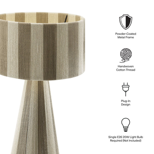 Modway Renae Handwoven Cotton Thread Striped Table Lamp Living Room Furniture in Black - Side View