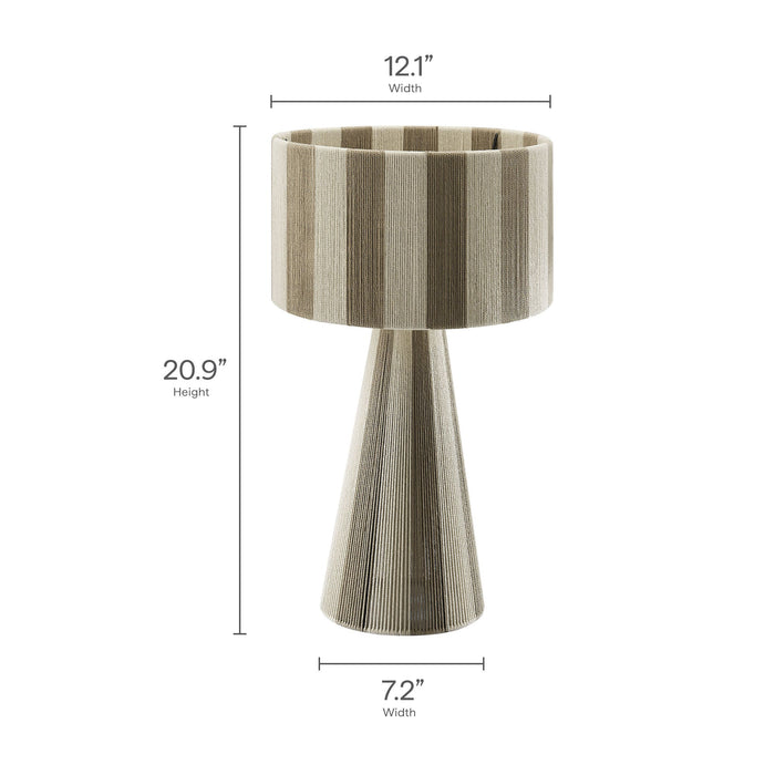 Modway Renae Handwoven Cotton Thread Striped Table Lamp Living Room Furniture in Black - Detail View