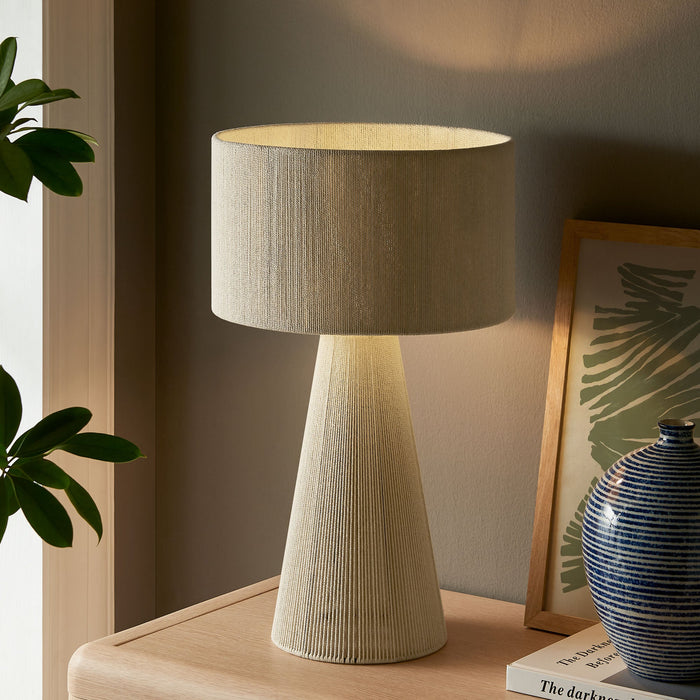 Gia Handwoven Cotton Thread Striped or Plain Table Lamp