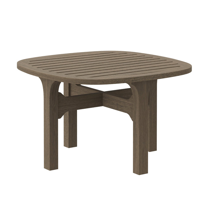 Modway Saratoga Square Outdoor Patio Teak Wood Side Table Living Room Furniture in Brown