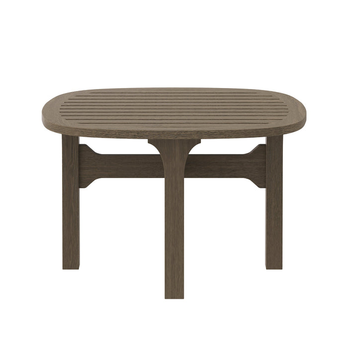 Modway Saratoga Square Outdoor Patio Teak Wood Side Table Living Room Furniture - Lifestyle View