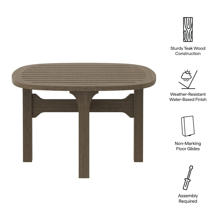 Modway Saratoga Square Outdoor Patio Teak Wood Side Table Living Room Furniture in Brown - Side View