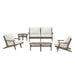 Modway Saratoga 5-Piece Outdoor Patio Teak Wood Furniture Set in White