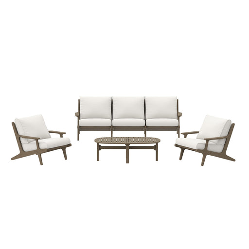 Modway Saratoga 4-Piece Outdoor Patio Teak Wood Furniture Set in White - Side View