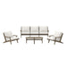 Modway Saratoga 4-Piece Outdoor Patio Teak Wood Furniture Set in White - Side View