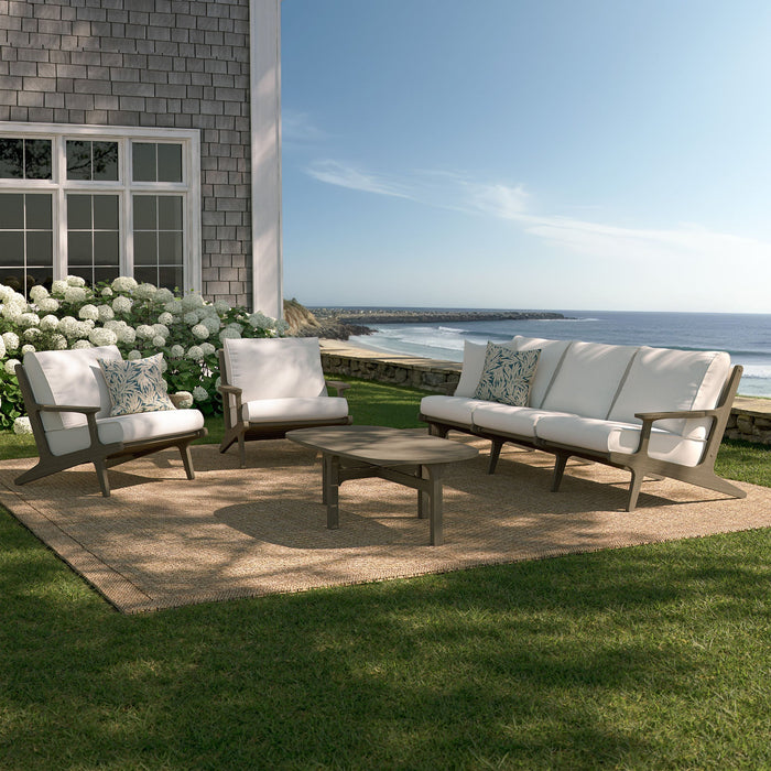 Modway Saratoga 4-Piece Outdoor Patio Teak Wood Furniture Set in White