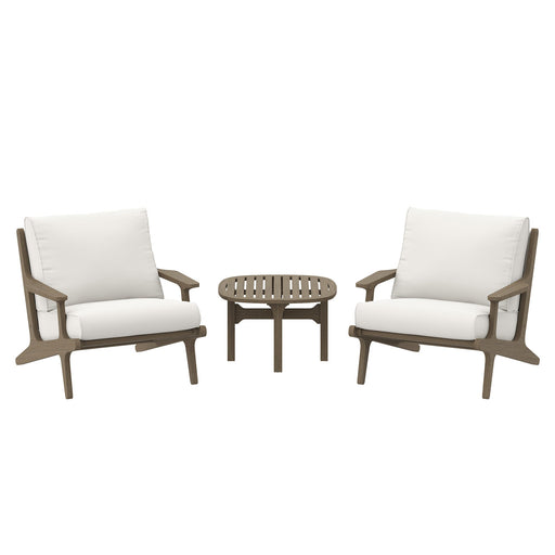 Modway Saratoga 3-Piece Outdoor Patio Teak Wood Furniture Set with Lounge Chairs and Side... Living Room Furniture in White