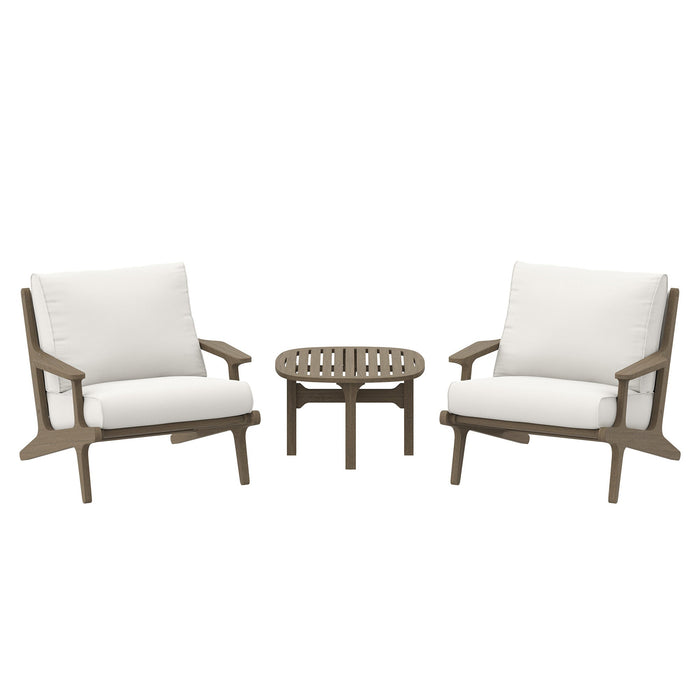 Modway Saratoga 3-Piece Outdoor Patio Teak Wood Furniture Set with Lounge Chairs and Side... Living Room Furniture in White