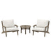 Modway Saratoga 3-Piece Outdoor Patio Teak Wood Furniture Set with Lounge Chairs and Side... Living Room Furniture in White