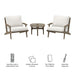 Modway Saratoga 3-Piece Outdoor Patio Teak Wood Furniture Set with Lounge... Living Room Furniture in White - Side View