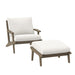 Modway Saratoga Outdoor Patio Teak Wood Chair and Ottoman Set Living Room Furniture in White