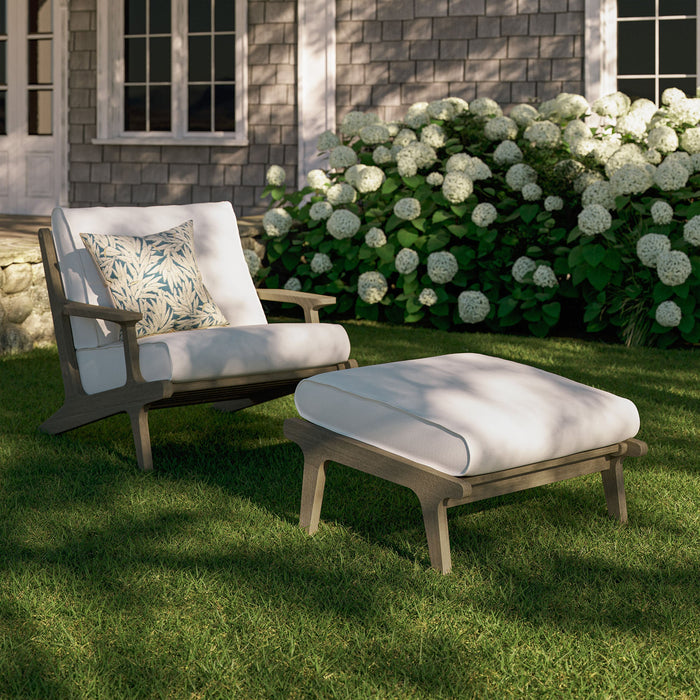 Modway Saratoga Outdoor Patio Teak Wood Chair and Ottoman Set Living Room Furniture - Lifestyle View
