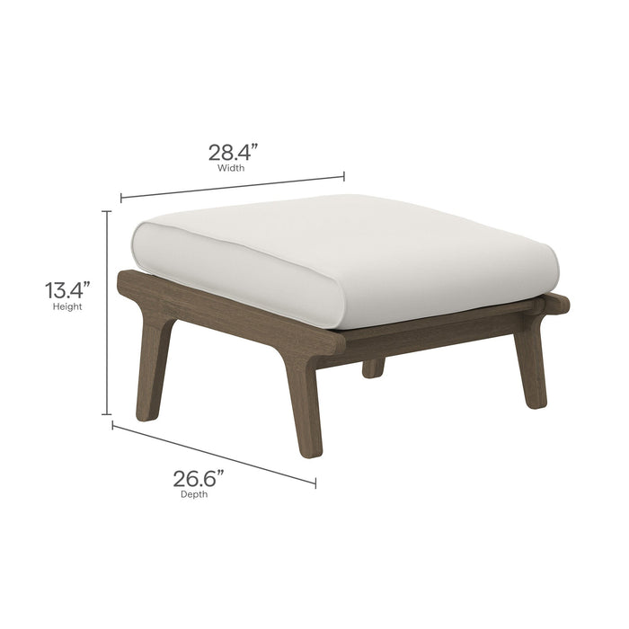 Modway Saratoga Outdoor Patio Teak Wood Chair and Ottoman Set Living Room Furniture in White - Detail View