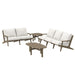 Modway Saratoga 4-Piece Outdoor Patio Teak Wood Furniture Set in White