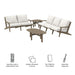 Modway Saratoga 4-Piece Outdoor Patio Teak Wood Furniture Set in White - Side View