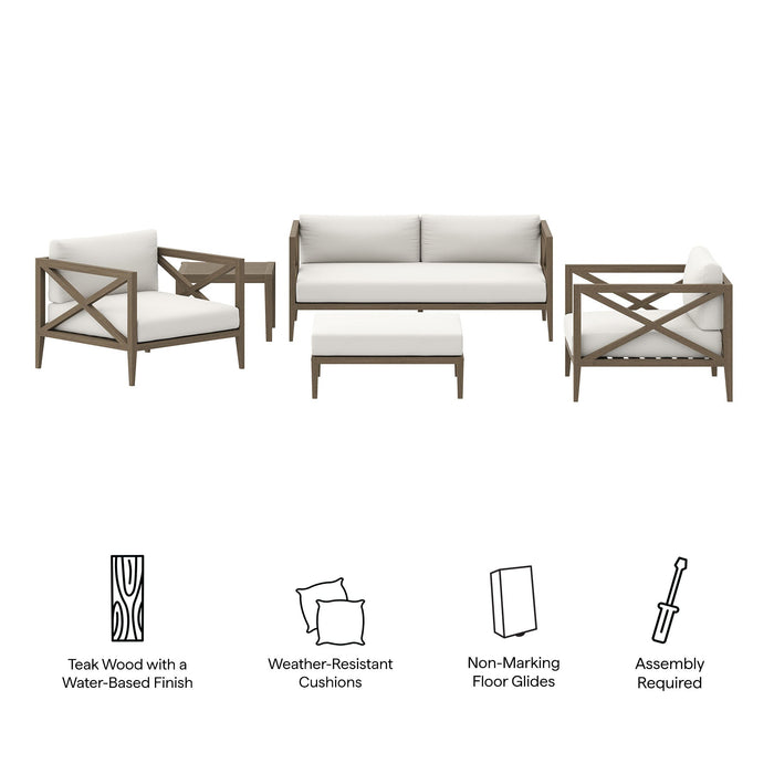 Northlake 5-Piece Outdoor Patio Teak Wood Furniture Set