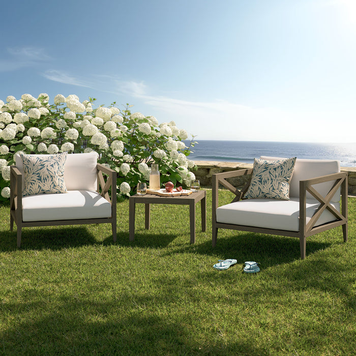 Northlake 3-Piece Outdoor Patio Teak Wood Furniture Set with Armchair and Side Table