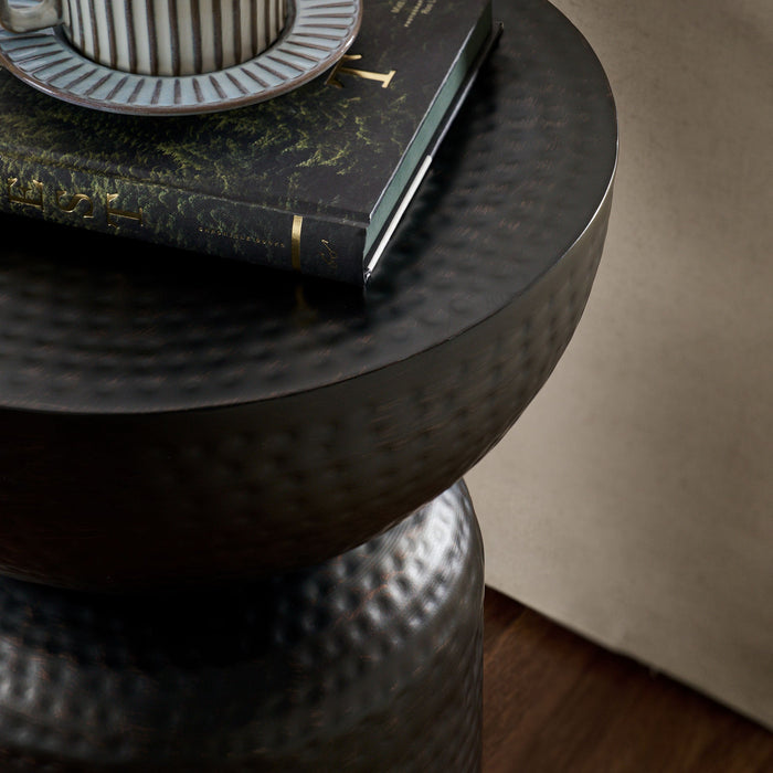 Modway Mella Metal Hammered Side Table Living Room Furniture - Close-Up