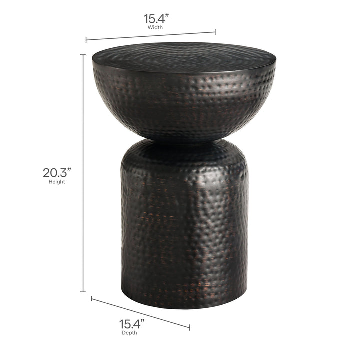 Modway Mella Metal Hammered Side Table Living Room Furniture in Black - Detail View