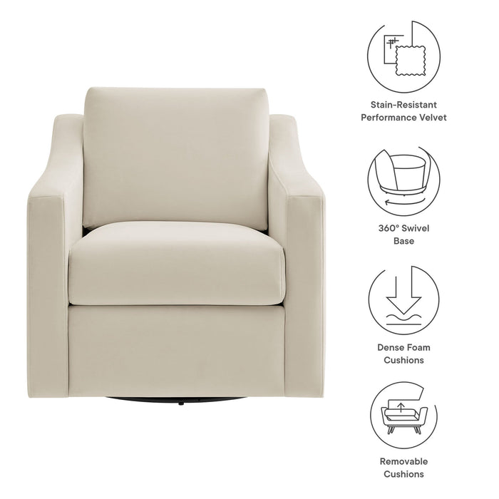 Liora Performance Velvet Swivel Armchair – Modern Elegance, Ultimate Comfort, No Assembly Needed!