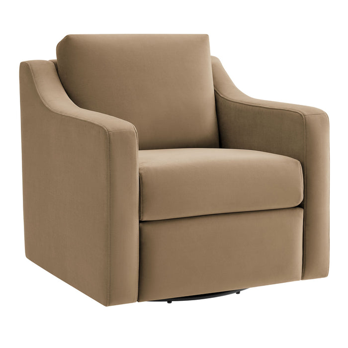 Modway Furniture Liora Performance Velvet Swivel Armchair – Modern Elegance, Ultimate Comfort, No Assembly Needed! Brown Performance Velvet Eei-7282-tau