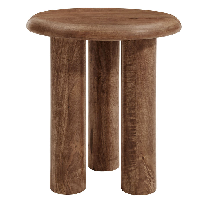 Modway Mavina Mango Wood Side Table Living Room Furniture in Black