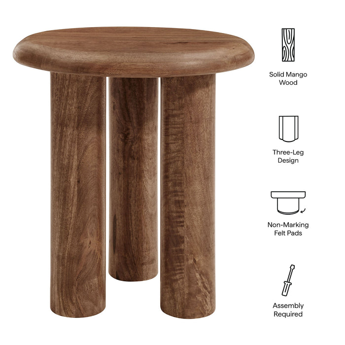 Modway Mavina Mango Wood Side Table Living Room Furniture in Black - Side View