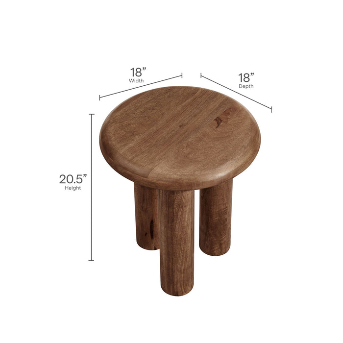 Modway Mavina Mango Wood Side Table Living Room Furniture in Black - Detail View