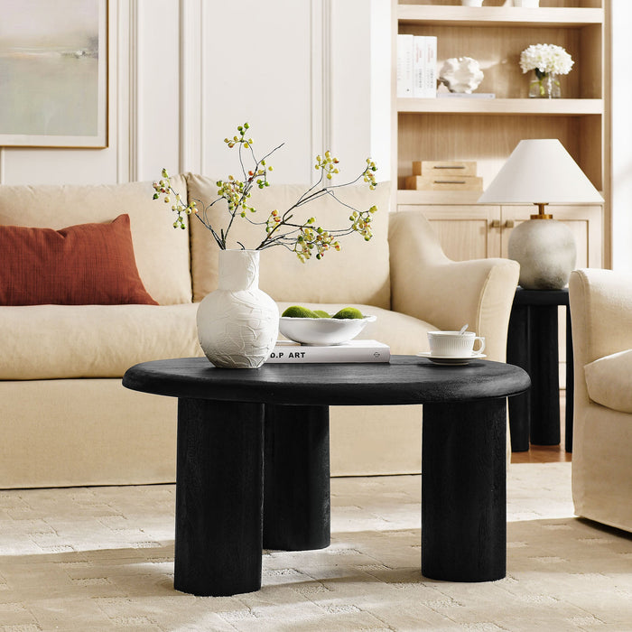 Modway Mavina Round Mango Wood Coffee Table Living Room Furniture - Installation View