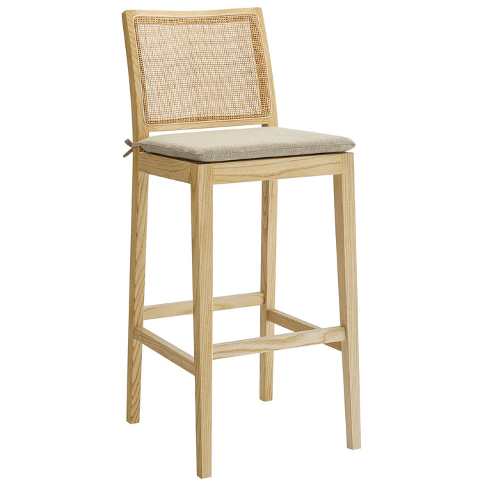 Ovard Wood and Rattan Bar Stool
