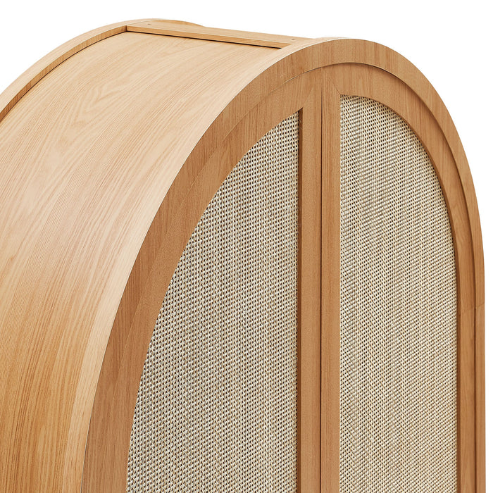 Calista 79" Tall Wide Rattan Arched Storage Cabinet