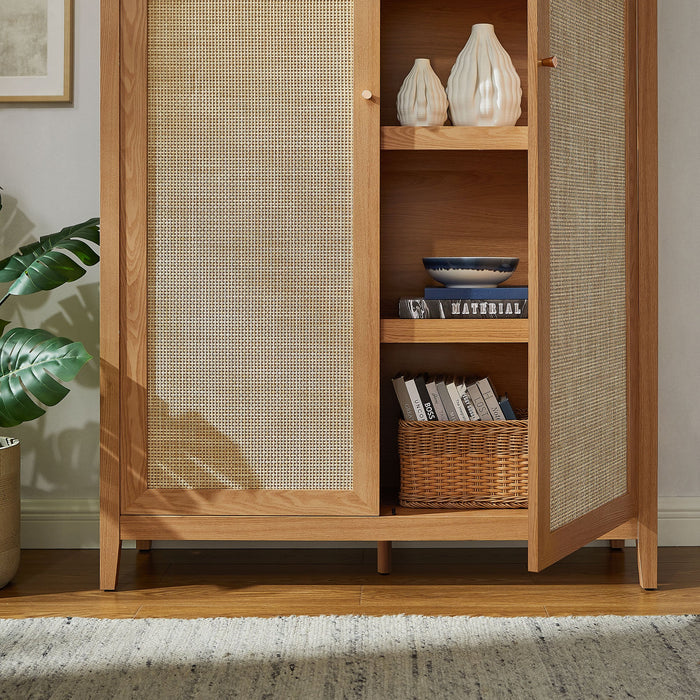 Modway Calista 79" Tall Wide Rattan Arched Storage Cabinet - Detail View 3