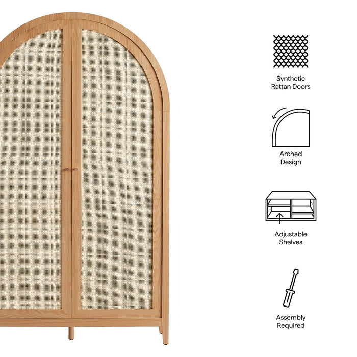 Modway Calista 79" Tall Wide Rattan Arched Storage Cabinet - Alternate View
