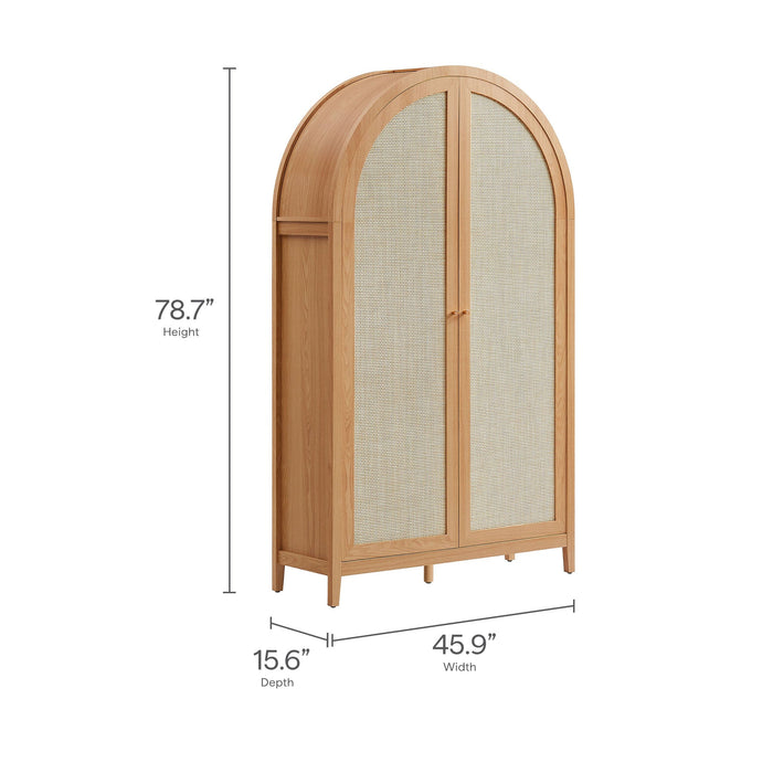 Modway Calista 79" Tall Wide Rattan Arched Storage Cabinet - Detail View 2